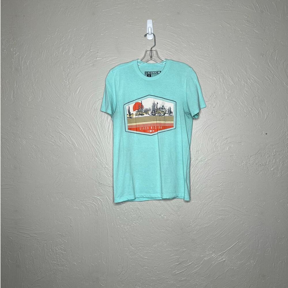 Cinch Women's Small Western Desert Graphic T-Shirt Blue - Picture 1 of 3